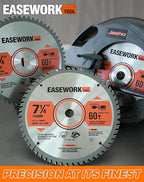 EASEWORK 7-1/4 Inch Circular Saw Blade, 60T, 5/8" Arbor, ATB TCT, 3-Pack, Ultra-Fine Finishing for Softwood & Hardwood Crosscutting, Fits DEWALT DCS570B, DCS577B, DWA171460, Diablo D0760A