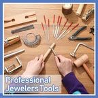 Jewelers Tools Set Including Jeweler Saw Frame Bench Pin Clamp Diamond Needle File Wooden Ring Clamp and Ring Sizer Mandrel Measuring Tool Jeweler's Mallet Hammer Stick for Jewelry Making