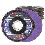 5-Pack 4.5" x 7/8" Ceramic Flap Disc, 40 Grit, Bevel Type #29, Premium Industrial Grade, High-Performance Angle Grinder Grinding Wheel for Edge Grinding - Purple