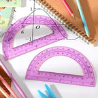 EBOOT Plastic Protractor Math Protractors 180 Degrees, 6 Inch, Pack of 2 (Pink)