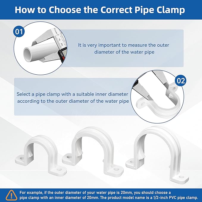 20 Set PVC conduit pipe strap clamps Φ25 MM - SCH 3/4 IN,Two Hole plastic pipe clips