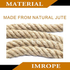 Natural Jute Rope, 1.5 Inch Diameter, 50 Ft Long, 4 Strand, DIY Arts & Crafts, Garden & Home Decor, Hammock & Tug of War Rope