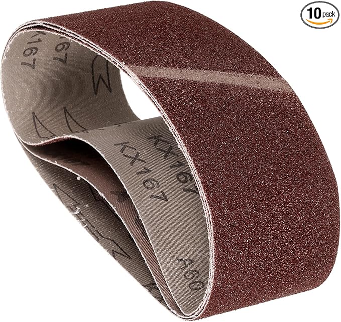 10 Pcs Sanding Belts 3 x 21 Inch 60 Grit Aluminum Oxide Abrasive Sandpaper for Belt Sander Metal Grinding Wood Working Weld Rust Removal