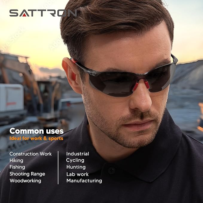 Safety Glasses Tinted 12 Pack, Protective Eyewear for Men Women UV Protection ANSI Z87.1, Safety Sunglasses Bulk Scratch Impact Resistant Eye Protection with Nose Pads for Construction Work Smoke