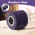 Rocaris 2PCS 36 Grit Abrasive Drawing Wheel Drum, 4.5"×4" Wire Drawing Polishing Burnishing Wheels, Buffing Wheels for Wood Metal Surface Polishing, Purple