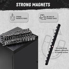 ALOANES Magnetic Socket Organizer, 3/8-Inch Drive Aluminum Socket Holder Socket Tray, Heavy Duty Socket Rail Organizer for Tool Box Drawer, 360°Swivel Clips Socket Rack 3/8-Inch x 14 Clips (Black)