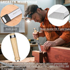 GREBSTK 4 Pcs Wood Chisel Set, CRV Steel Bevel Sharp Edge Bench Chisels with Safety Caps, Comfortable Oversized Solid Wood Handle, for Woodworking and DIY Projects, 11"x(1/4", 1/2", 3/4", 1")