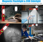 Hoxida Flashlight USB Rechargeable, Magnetic LED Flashlight, Super Bright LED Tactical Flashlight with Cob Sidelight, Waterproof, Zoomable Best Small LED Flashlight for Camping, Emergency -Red