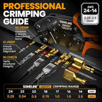 SOMELINE Spade Connector Crimping Tool Kit 24-14 AWG, 40 Types 2.8/4.8/6.3/7.8 mm Non-Insulated Spade Terminals and Terminal Housings - Open Barrel Crimping Tool, Ratchet Wire Crimper Tool