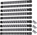 ALOANES 9PC ABS Socket Organizer, 1/2 inch, 3/8 inch and 1/4 inch Drive Socket Rail Holders, Heavy Duty Socket Racks, Black Rails with Gray Clips