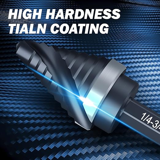 THINKWORK M35 Cobalt Spiral Flute Step Drill Bit, Single Size HSS Step Bit 3/4", Small Size EDC 1/4" Shank Step Bits for Metal, Carbon Steel, Stainless Steel, Wood, Plastic