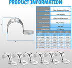 OHLECTRIC Heavy Duty Pipe Strap (100 Pack - ½ Inch) Zinc-Plated Steel EMT Conduit Clamps - 1 Hole Reinforced Rib Design - Snap-On Installation - Metal Pipe Strap for EMT Conduits