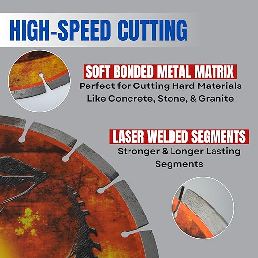 14 Inch 5-Pack Viper Laser Concrete Diamond Blade – Professional Grade for Concrete, Brick, Block, Stone & Pavers – Precision Cutting Disc for Electric or Gas Saws Wet/Dry, 1"-20mm Arbor (14" 5pcs)