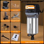 FoxAlien 1HP 710W 65mm Diameter Compact Palm Router for CNC Woodworking,6 Variable Speeds Max 30000 R/MIN Wood Trimmer with 1/4” Collet (110V)