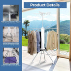 GCCSJ 4-Legged 2 Tier Folding Portable Octopus Style Clothes Drying Rack with Wheels,Laundry Drying Rack Collapsible for Indoor Outdoor Use