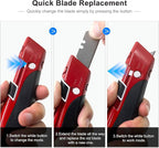 HAUTMEC High Safety Utility Knife, Self-retracting Box Cutter with Double Safety Mechanism - Automatic Blade Retraction After Cuts & Self-retraction by Release Push Button – HT0195