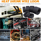 50% Ratio Heat Shrink Automotive Wire Loom Shrinkable Braided Sleeving Fabric Shrink Tubing Wear-Resistant Woven Wire Sheathing(3/8"-18ft)