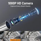 Teslong Two-Way Articulating Borescope with Light, USB-C Endoscope Inspection Camera with 5FT Semi-Rigid Probe, Flexible Snake Scope for Home Repair, Automotive, Compatible with iPhone 15/16 & Android