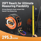 Teslong 3 Pack 25 ft Tape Measure, Retractable Magnetic Measuring Tape, 1/8 Fractions Easy Read Measuring Tape, Self-Locking Tape Measurer with Accuracy 1/32, Magnetic Tip Hook and Belt Clip