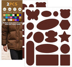 Azobur Down Jacket Repair Patches-Waterproof, Self-Adhesive,Nylon Fabric Patches for Puffy Jackets, Rain and Snow Gear, Tents, Sleeping Bag and More(Brownish，2pcs)