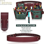 Nylon and Leather Tool Belt | Framing Tool Bags | Leather Tool Belts | Nylon Tool Pouch | Carpenter Tool Belt | Construction | Framers | Electrician (Green)