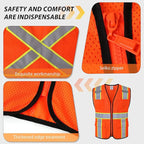 Class 2 Safety Vest with Zipper Front and multiple Pockets, High Visibility Vest, Meets ANSI/ISEA Standards