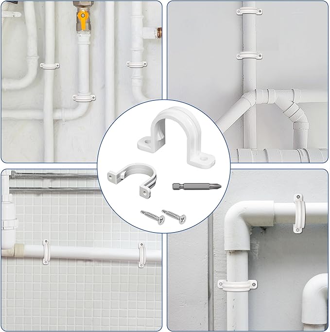 40 Set PVC conduit pipe strap clamps Φ20 MM - SCH 1/2 IN,Two Hole plastic pipe clips