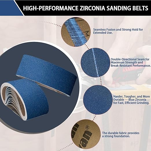 3x21 Inch Sanding Belts 20 Pcs 120 Grits Heavy Duty Belt Sander Zirconia Belt Sander Paper for Wood, Metal, Stainless Steel, Automotive, and Furniture