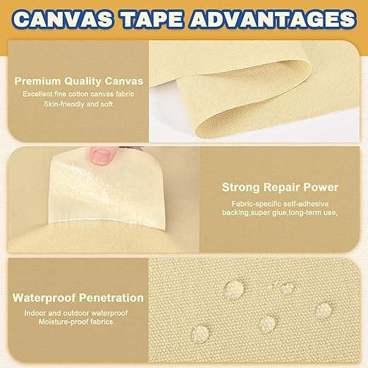 Canvas Repair Tape, 16 x 63 Inch Waterproof Heavy Duty Fabric Tape for Furniture, Self Adhesive Canvas Repair Patches for Boat Covers, Sofas, Tents, Louge Chairs, Canopy, Awning Navy Blue