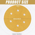 6 Inch - 6 Hole Hook and Loop Sanding Discs 100 Grit, Random Orbital Sandpaper for Automotive and Woodworking - 100 Pack