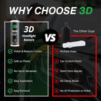3D GLW Series Headlight Restore – 2-Step Kit Removes Oxidation, Scratches & Yellowing | UV Protection for Clear Headlights & Safer Driving | Made in USA - 8 oz
