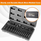 16-Piece 1/4" Drive Socket Set, Metric (4mm-15mm), Deep Sockets, 72-Tooth Ratchet Wrench, Drive Spinner Handle, 6 Point Design, Cr-V