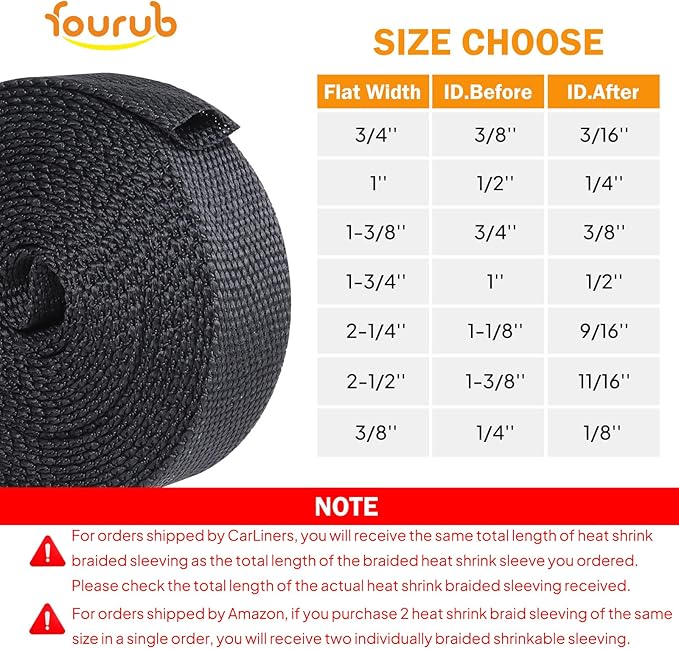 2:1 Heat Shrink Fabric Tubing Braided Sleeving Woven Wire Loom Shrinkable Cable Sleeve for Automotive Wire Harness/Cable Sheath (1-1/8"-20ft)