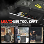 5-Drawer Rolling Tool Box, Metal Tool Chest with Wheels and Locking, Portable for Warehouse, Garage, Repair Shop, Workshop (Black, 5-Drawer)
