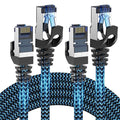 Cat8 Ethernet Cable 3 ft 2 Pack, High Speed 40Gbps 2000MHz, Braided, Blue, Compatible with Router, Modem, Laptop, PC, Gaming
