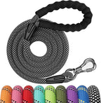 NTR 6FT Training Leash, Purple Rope Leash with Swivel Lockable Hook, Reflective Thread, Padded Handle, Dog Lead line for Walking, Hunting, Camping, Backyard for Small Medium Large Dogs, Black