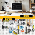 Peg Board, 8 Pack Metal Pegboard Panels White Pegboards Wall Organizer with Bent Frame Heavy Duty Peg Board for Walls Home, Garage Tool Storage, Office Organization, Craft Room, Kitchen