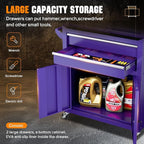 Crownland 8-Drawer Rolling Tool Chest with Wheels, Lockable 2 in 1 Detachable Tool Cabinet wit Drawers and Black Liners, Garage Top Toolbox & Bottom Storage Cart with Side Hooks(Purple)