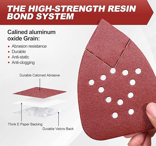 S SATC Mouse Sander Sandpaper 50PCS Mouse Sanding Pads 12 Holes Hook and Loop Sandpaper 60 Grit Detail Palm Sand Paper