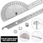 Angle Protractor Angle Finder Ruler Two Arm Stainless Steel Protractor Woodworking Ruler Measure Tool with 0-180 Degrees(30 cm/ 11.8 Inch)