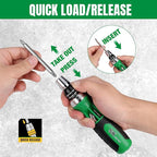 SK 12-in-1 Ratcheting Screwdriver, 216-P, Multi-bit Driver with Quick-Load Mechanism, S2 Steel, with Phillips, Slotted, Star, Square Bits Stored in Handle