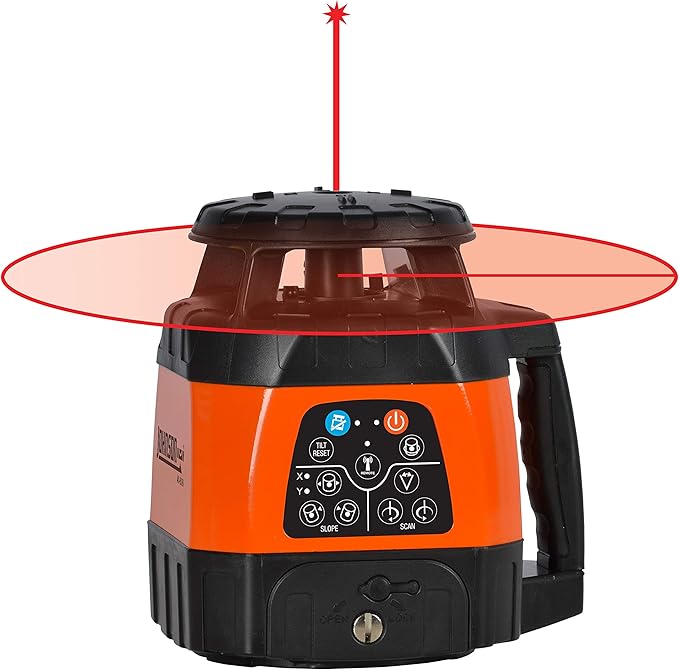 Johnson Level & Tool 99-028K Electronic Self-Leveling Dual Slope Horizontal/Vertical Rotary Laser System, Red, 1 Kit