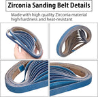 15 Pcs 1 x 30 Inch Sanding Belts Zirconia, 1x30 Sanding Belts, 3 Each of 40/60/80/100/120 Assorted Grits Sander Belts for Belt Sander