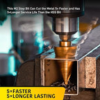 3 Sizes M2 Step Drill Bit, 7/8", 1-1/8", 1-3/8" Titanium Cone Drill Bits for Steel Metal Sheet Hole Drilling Cutting, Multiple Hole Sprial Unibit, Stepped Up Bits Home Tools