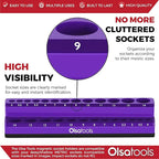 Olsa Tools Magnetic Socket Holder | 1/4-inch Drive | Metric | Purple | Holds 26 Sockets | Professional Quality Tools Organizer