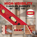 KATA Torpedo Level Magnetic with Light: 9 Inch Shockproof Small Leveler Tool with Ruler - 3 Bubbles Spirit Level with Extra 2 Line Bubble Vials - Plumbing Levelers for Hanging Pictures Home Renovation