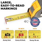 MulWark 4 Pack Metric Tape Measure, Easy Read Measuring Tape Retractable with Fractions 1/8, Both-Side Metal Blade, Magnetic Hook & Shockproof Case for Construction, Carpenter, Architect, Woodworking