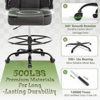 500LBS Drafting Chair, High Back Safer Standing Desk Chair, Executive Tall Office Chair with Flip-up Armrests, Upholstered Fabric Task Chair, Ergonomic Seat with Adjustable Height&Foot Ring, Black