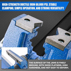 5-Inch Heavy Duty Bench Vise Ductile Iron Bench Vise 360° Multi-Purpose Bench Vice with Anvil, Clamp force 4000KG, Blue