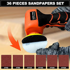 16.8V Cordless Electric Sander with 36PCS Sandpapers, 3500 RPM, 2Pcs 3.0Ah Batteries, Lightweight & Compact Design for Wood, Metal, Paint Removal, and DIY Projects